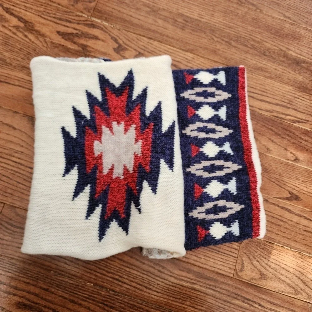American Eagle Infinity Scarf Womens OS Cream Southwestern Boho Winter Cozy
